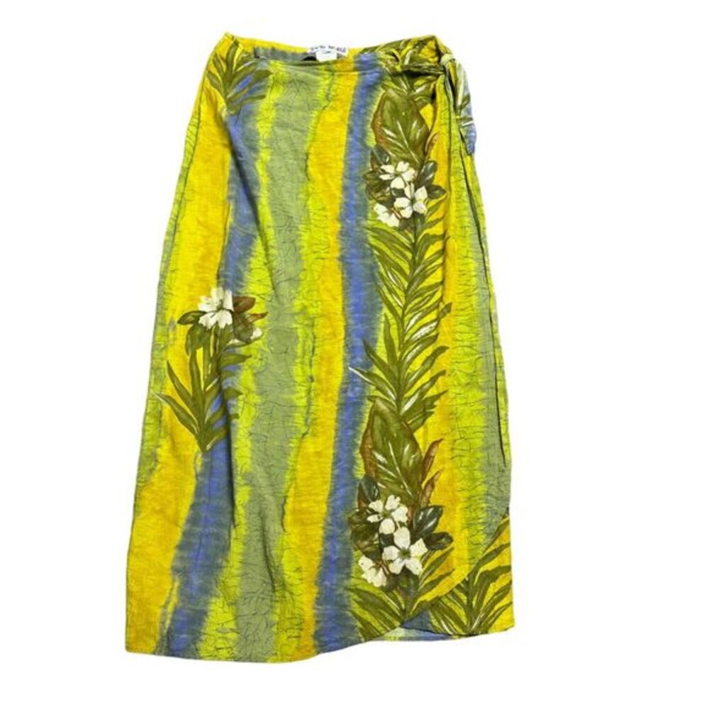 Jams World Size Large Yellow Green Lava Lei Wrap Skirt Made In Hawaii‎ USA VTG